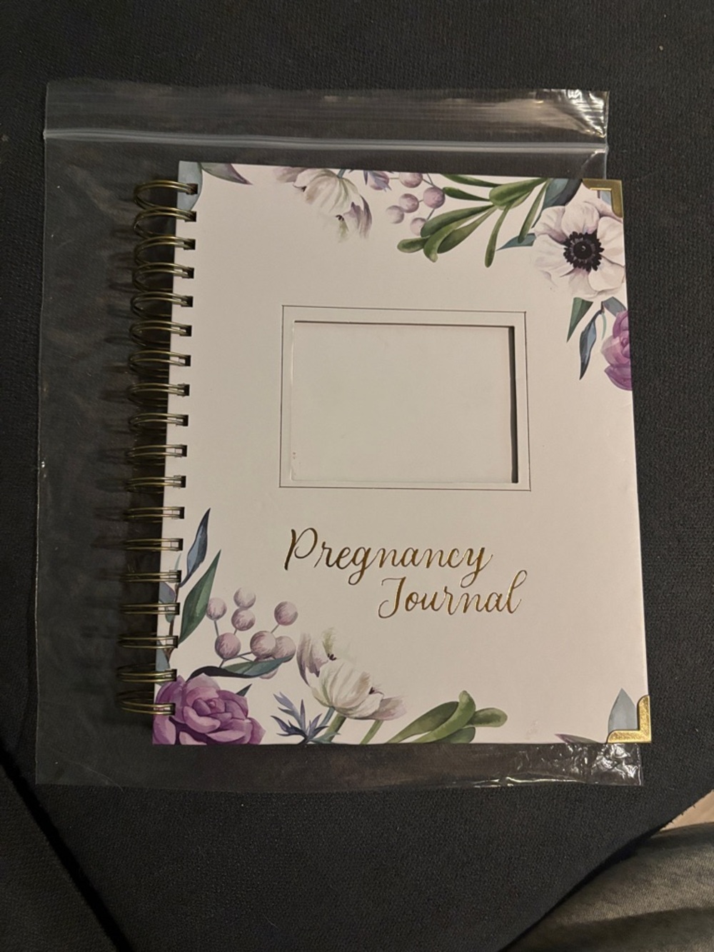 Pregnancy Journal Spiral Notebook - White with Purple Floral